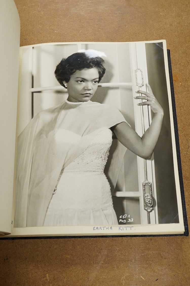 An album containing a wide selection of autographed publicity photographs of jazz and blues artists, including; Louis Armstrong, Chet Baker, Louis Bellson, Dave Brubeck, June Christy, Nat King Cole, Paul Desmond, Duke El